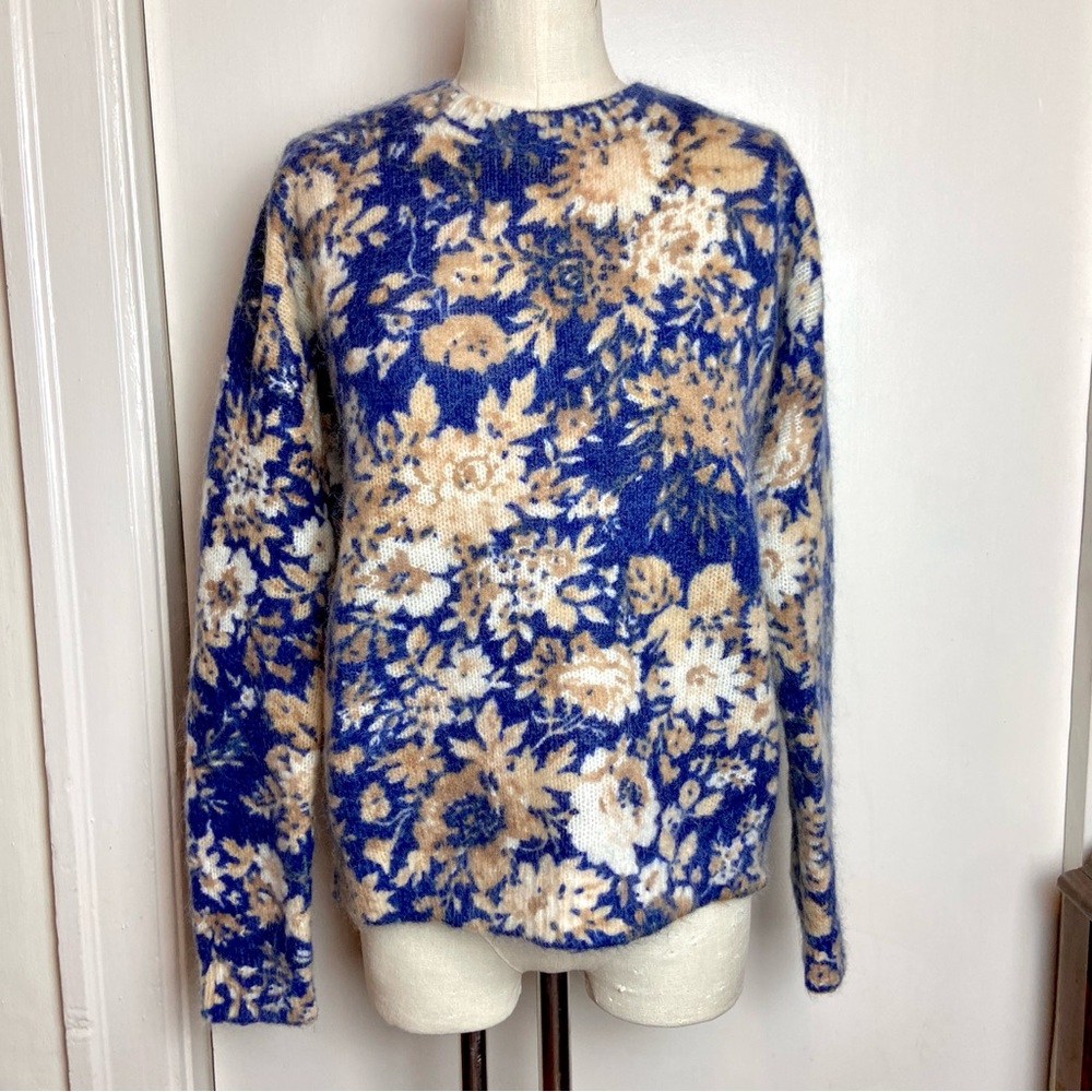 $140 Sézane Azalee Printed Mohair Crew Sweater - Picture 2 of 9